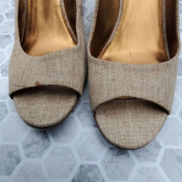 Nine west tweed open toes cork wedges - Picture 7 of 9